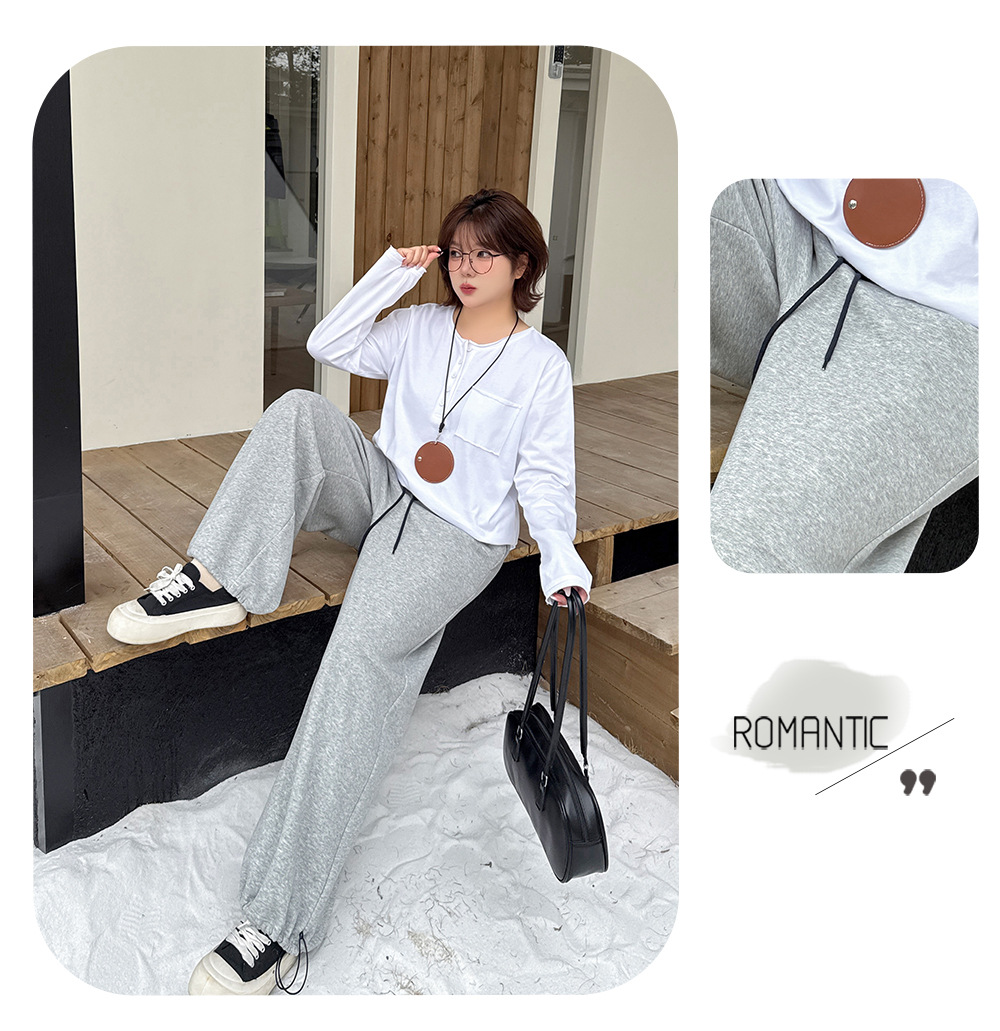 大きいサイズ レディース フラワーボタン付きフリース裏地スウェットパンツ LL 3L 4L 5L