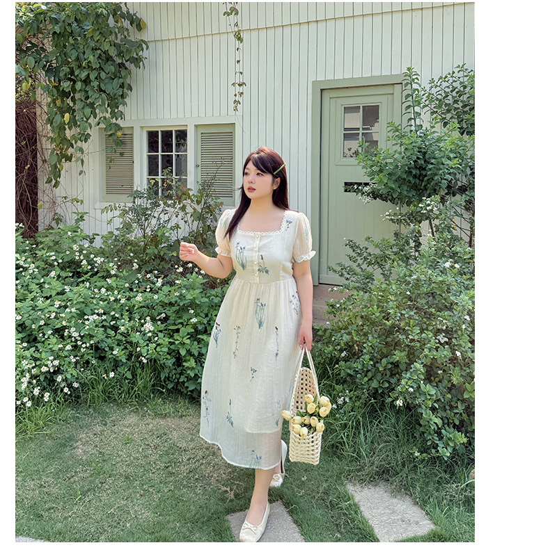 大きいサイズ レディース 花柄刺繍入りレースワンピース LL 3L 4L 5L