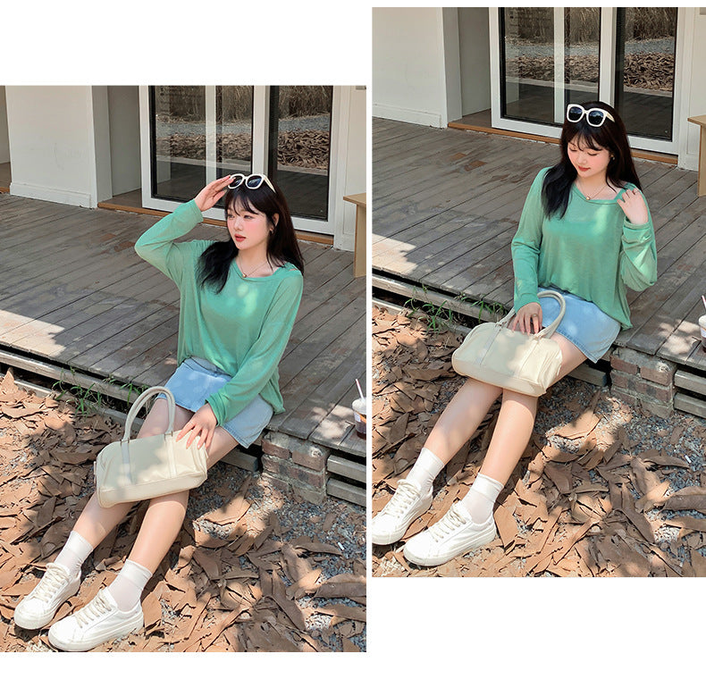 大きいサイズ レディース ノースリーブ+ロングスリーブTシャツセット LL 3L 4L 5L