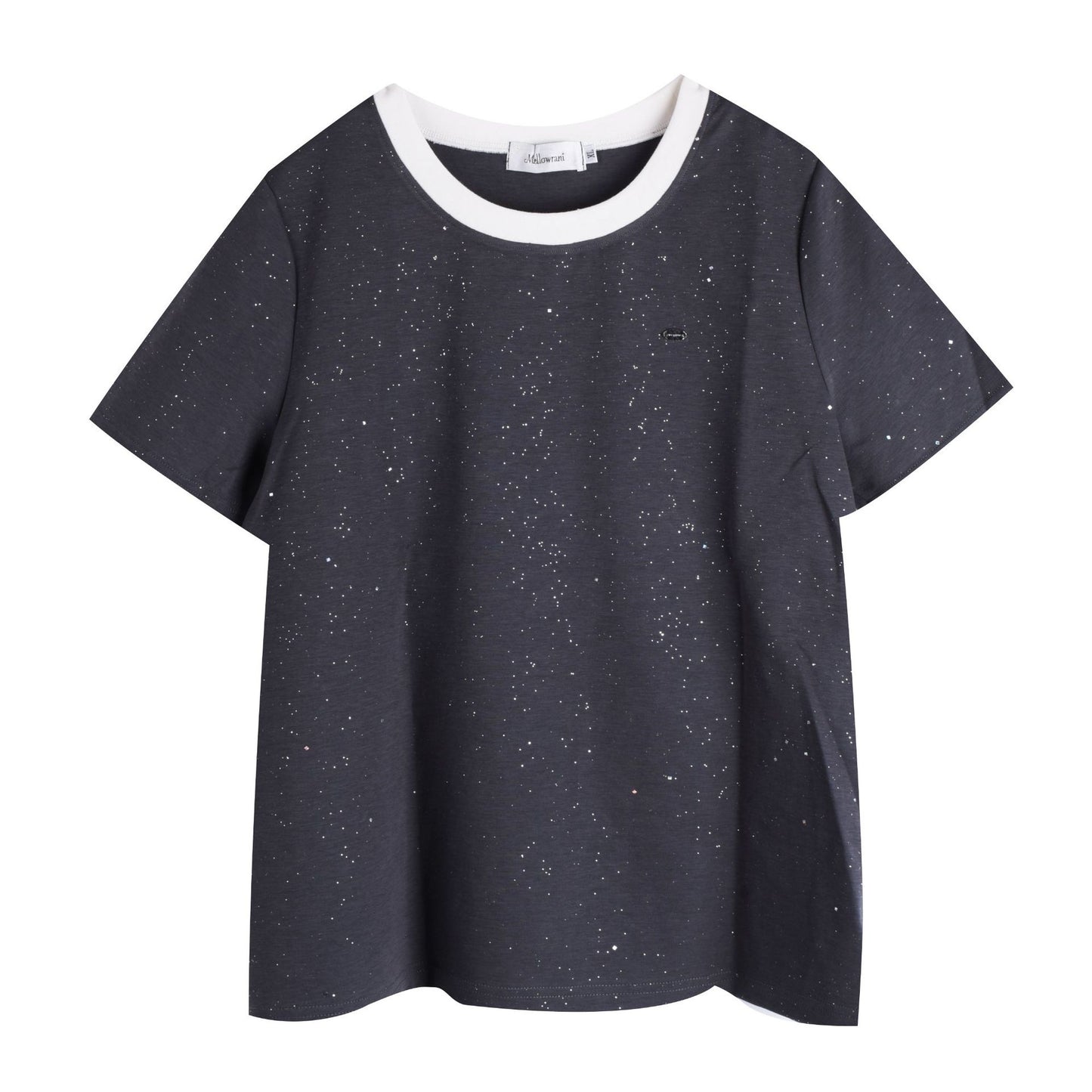 大きいサイズ レディース ラウンドネックシルバーフレーク半袖Tシャツ LL 3L 4L 5L