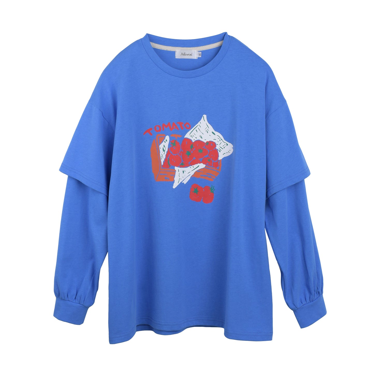 大きいサイズ レディース ラウンドネックフェイクツーピースTシャツ LL 3L 4L 5L