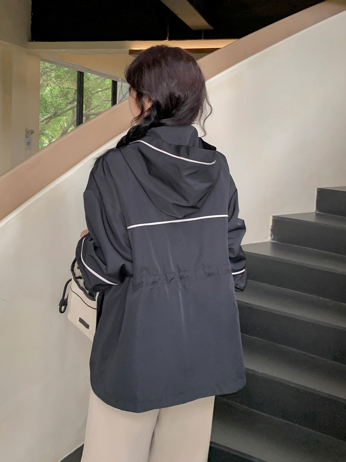 大きいサイズ レディース フード付きルーズ防風ジャケット LL 3L 4L 5L