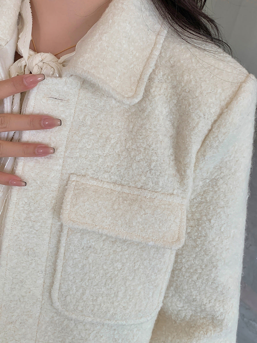 大きいサイズ レディース 厚手ミルキーホワイトショートジャケット LL 3L 4L 5L