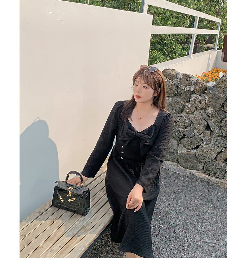 大きいサイズ レディース フロントリボンワンピース LL 3L 4L 5L