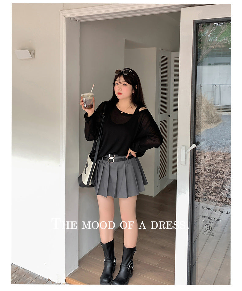 大きいサイズ レディース ノースリーブ+ロングスリーブTシャツセット LL 3L 4L 5L