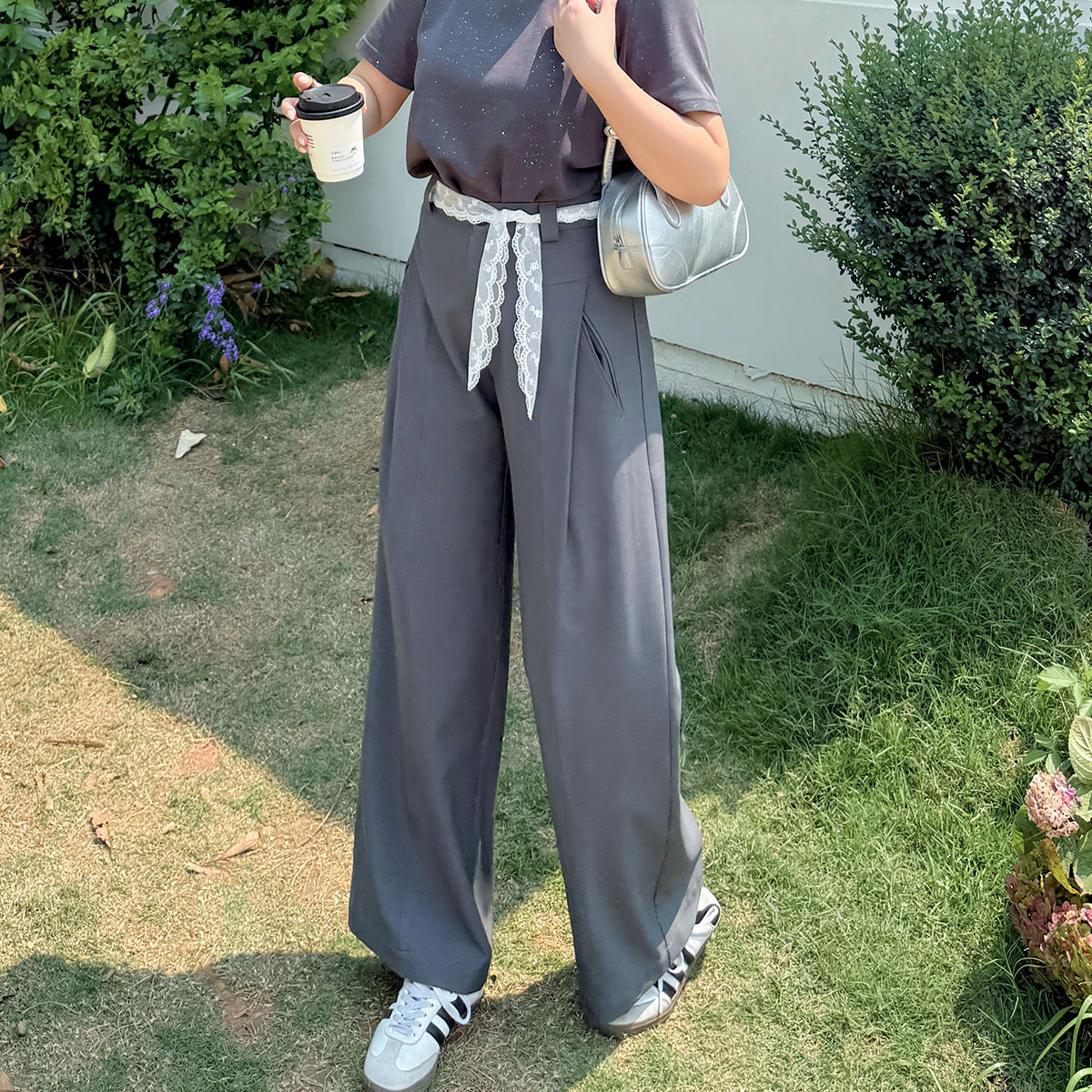 大きいサイズ レディース ゆったりワイドレッグプリーツパンツ LL 3L 4L 5L