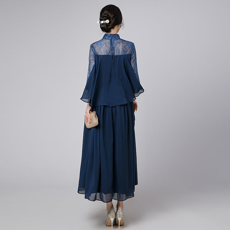大きいサイズ レディース シフォンレースオケージョンワンピース L LL 3L 4L