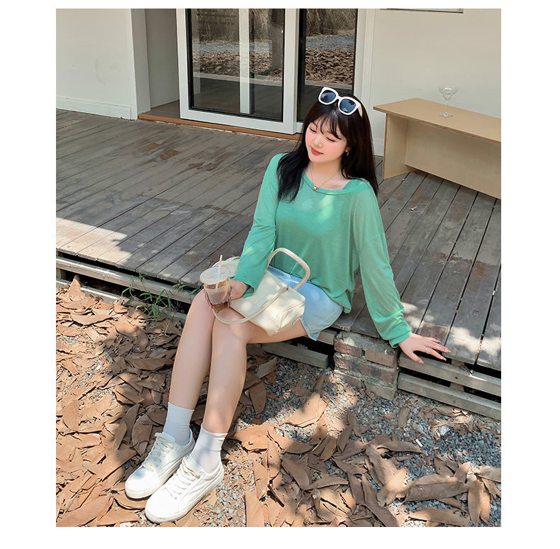 大きいサイズ レディース ノースリーブ+ロングスリーブTシャツセット LL 3L 4L 5L