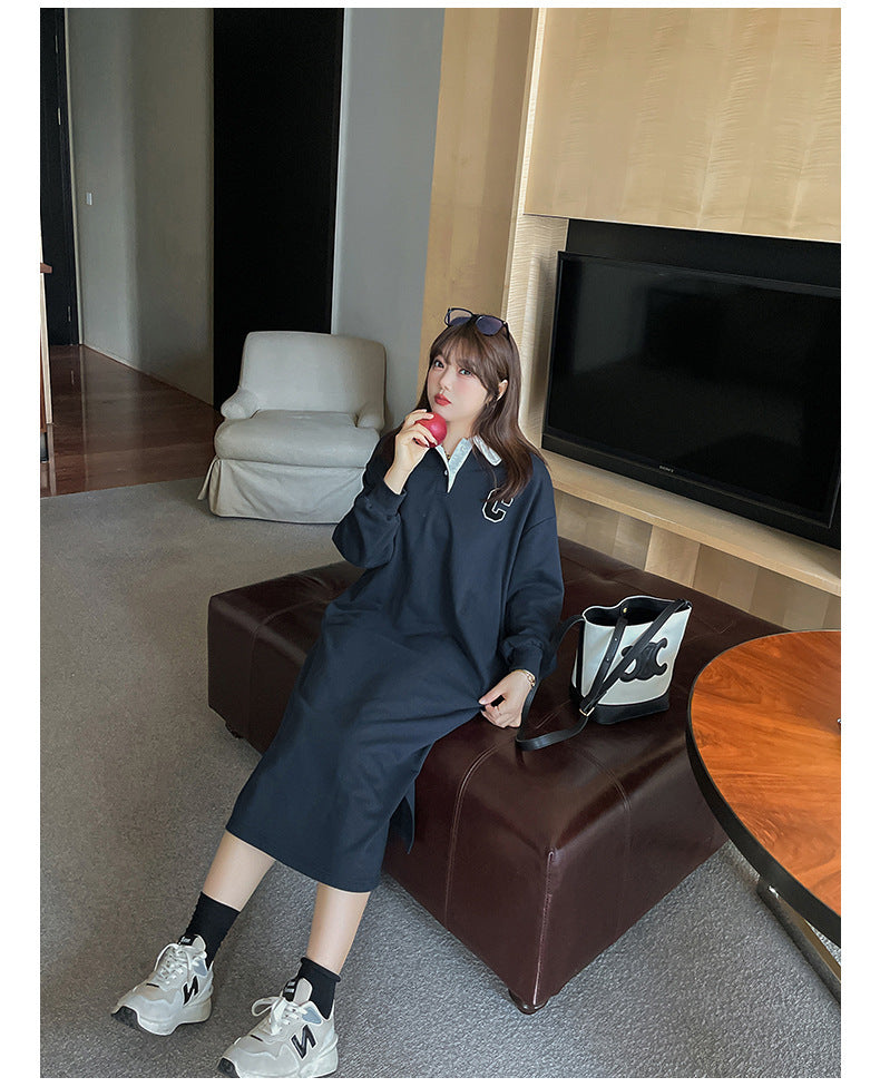 大きいサイズ レディース ロングポロシャツワンピース LL 3L 4L 5L