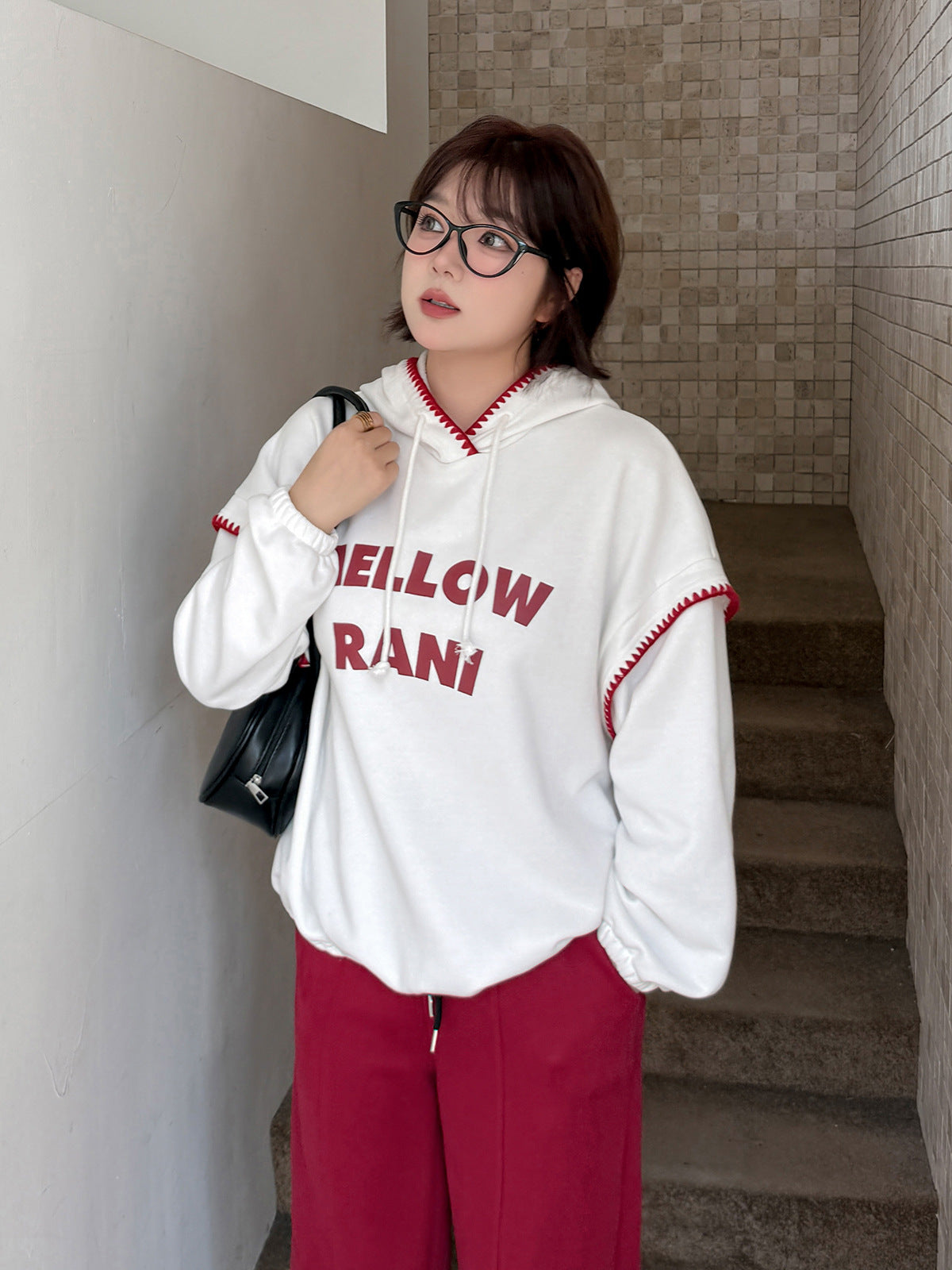 大きいサイズ レディース フード付きコントラストステッチスウェットシャツパーカー LL 3L 4L 5L