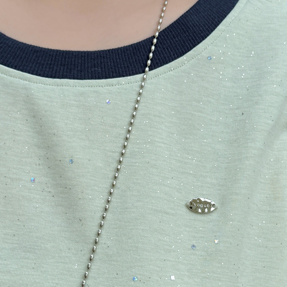 大きいサイズ レディース ラウンドネックシルバーフレーク半袖Tシャツ LL 3L 4L 5L