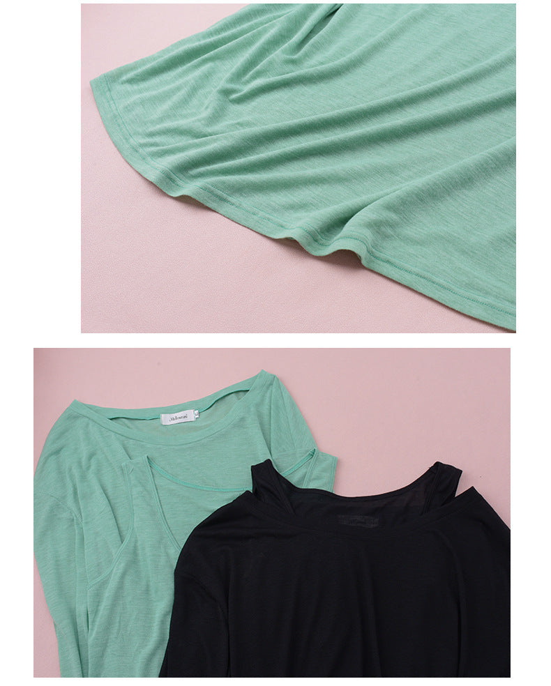 大きいサイズ レディース ノースリーブ+ロングスリーブTシャツセット LL 3L 4L 5L