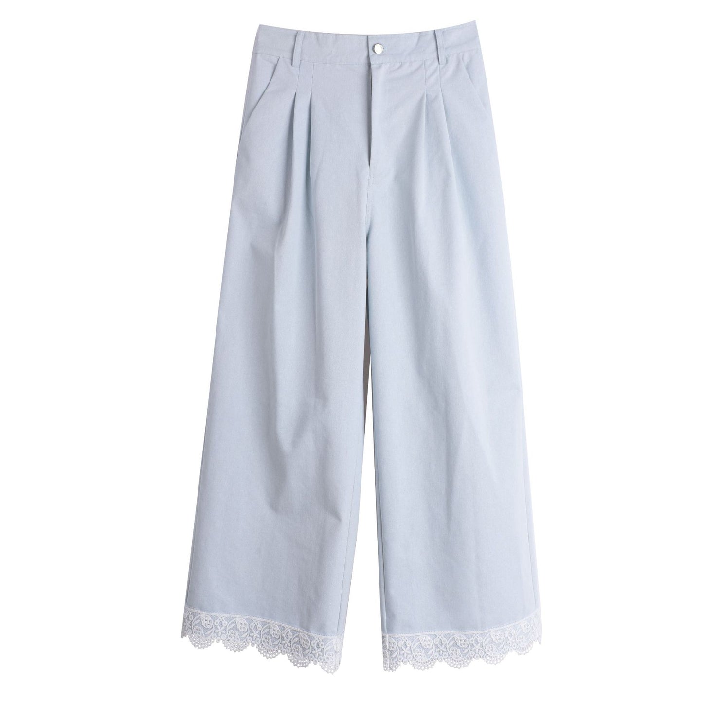 大きいサイズ レディース レースクロップドワイドレッグデニムパンツ LL 3L 4L 5L
