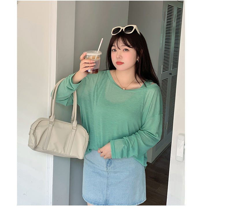 大きいサイズ レディース ノースリーブ+ロングスリーブTシャツセット LL 3L 4L 5L