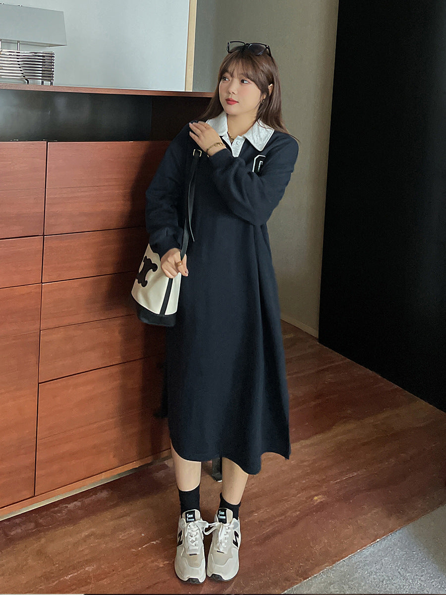 大きいサイズ レディース ロングポロシャツワンピース LL 3L 4L 5L