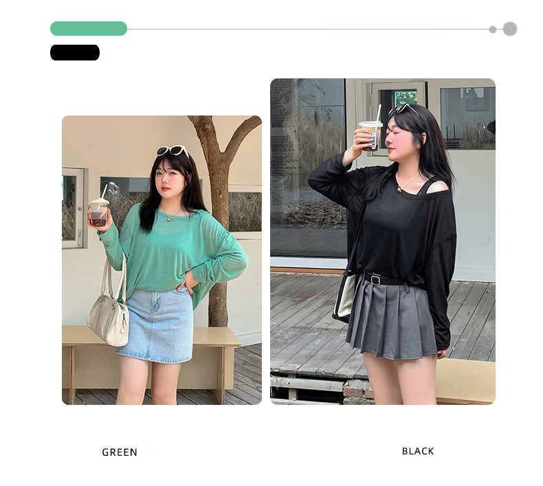大きいサイズ レディース ノースリーブ+ロングスリーブTシャツセット LL 3L 4L 5L