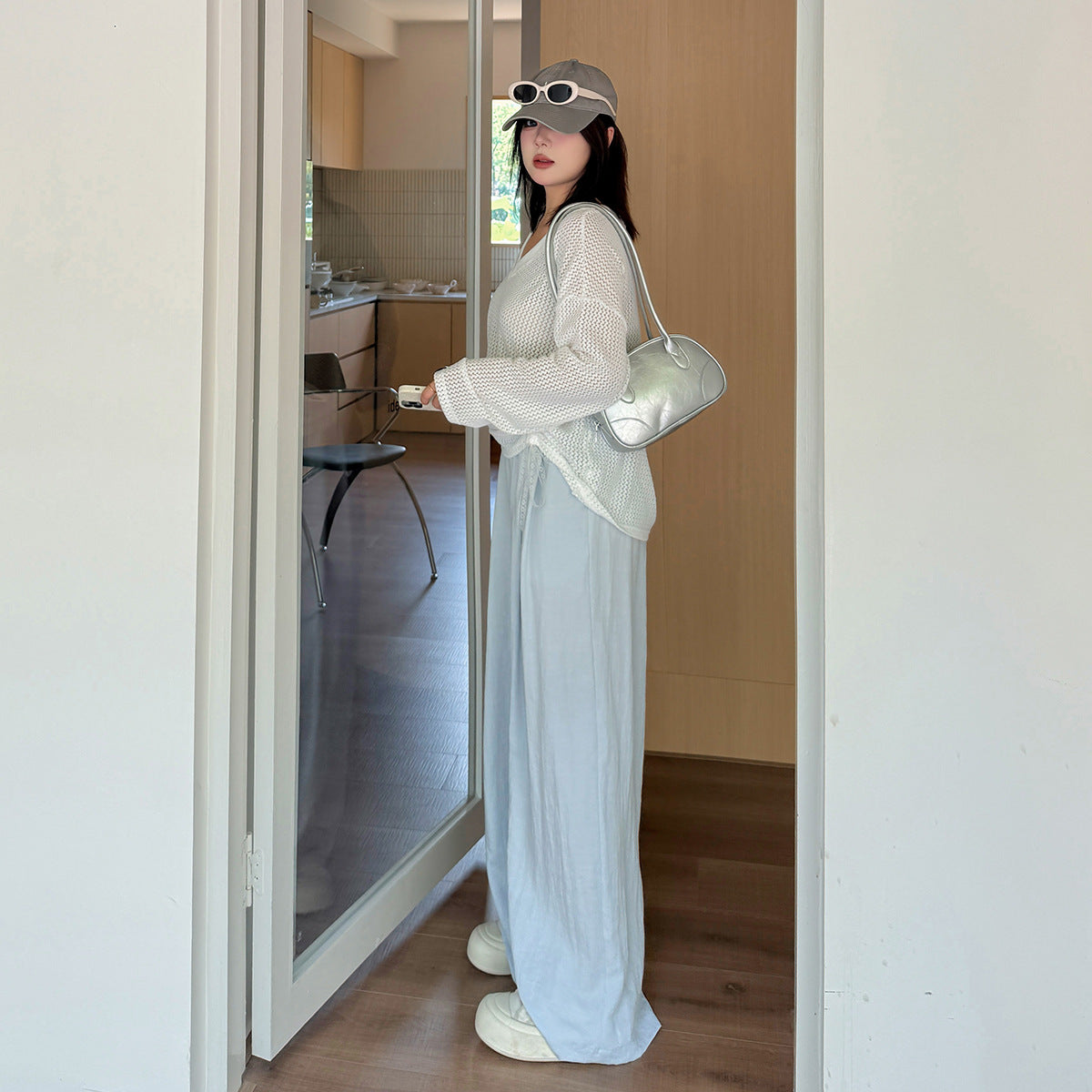 大きいサイズ レディース アイスクリームカラーワイドレッグカジュアルパンツ LL 3L 4L 5L
