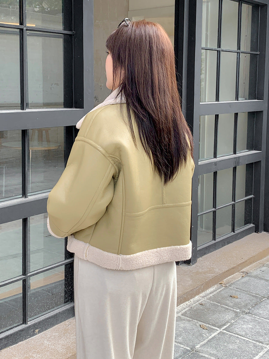 大きいサイズ レディース フリースラペルクラシックPUレザーライダースジャケット LL 3L 4L 5L