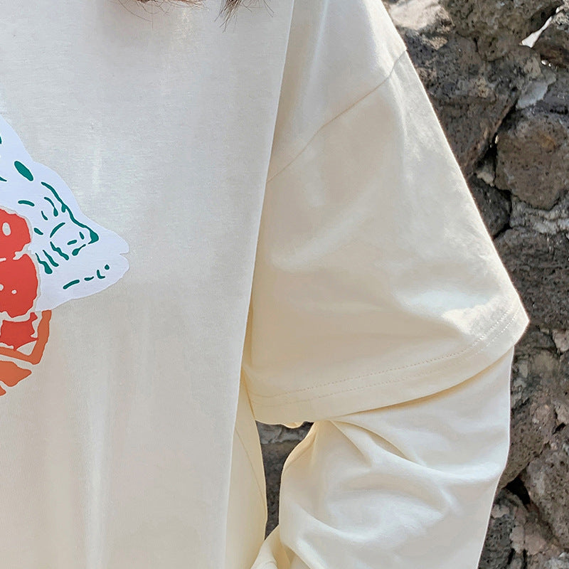 大きいサイズ レディース ラウンドネックフェイクツーピースTシャツ LL 3L 4L 5L