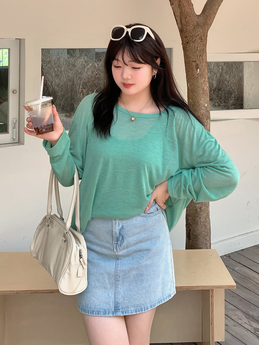 大きいサイズ レディース ノースリーブ+ロングスリーブTシャツセット LL 3L 4L 5L