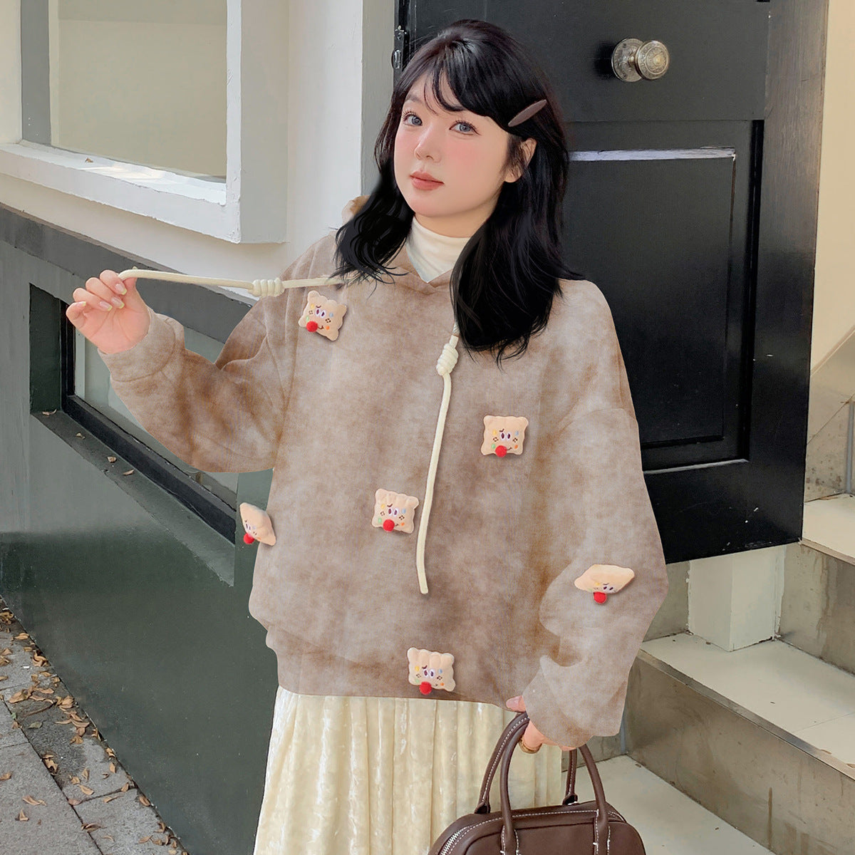 大きいサイズ レディース マスコット付きベルベットスウェットパーカー LL 3L 4L 5L