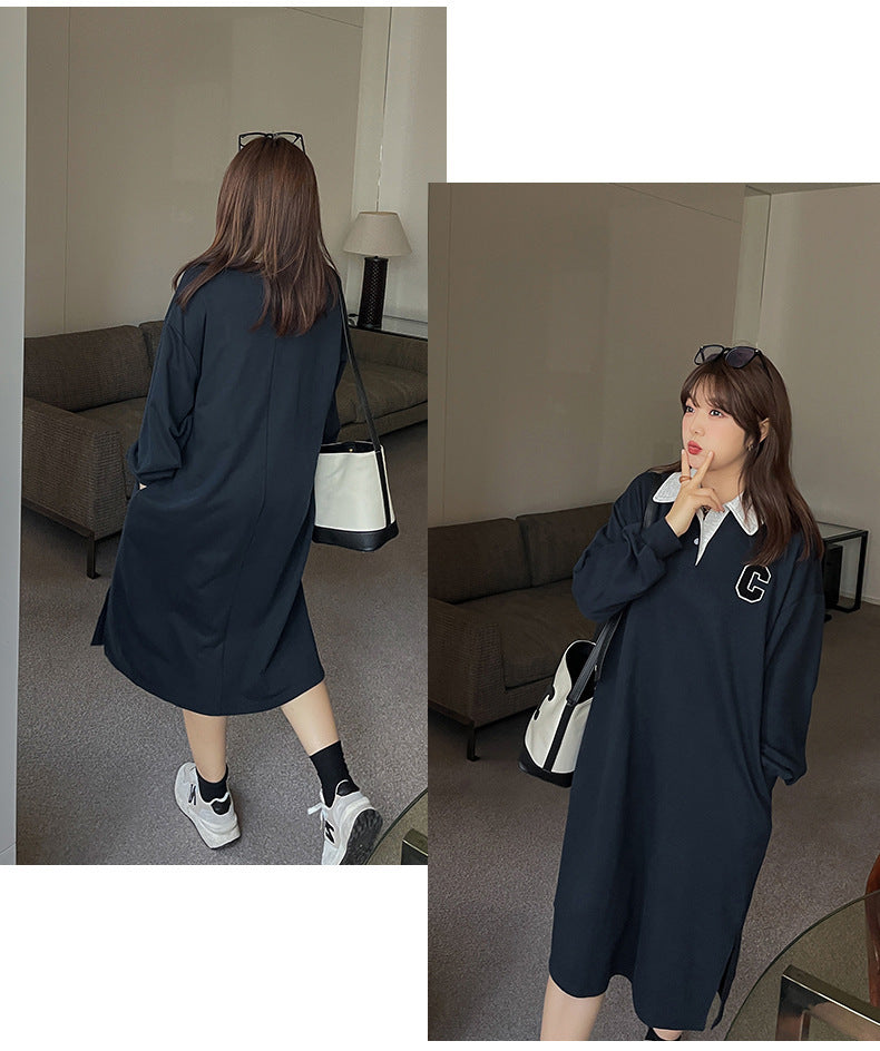 大きいサイズ レディース ロングポロシャツワンピース LL 3L 4L 5L