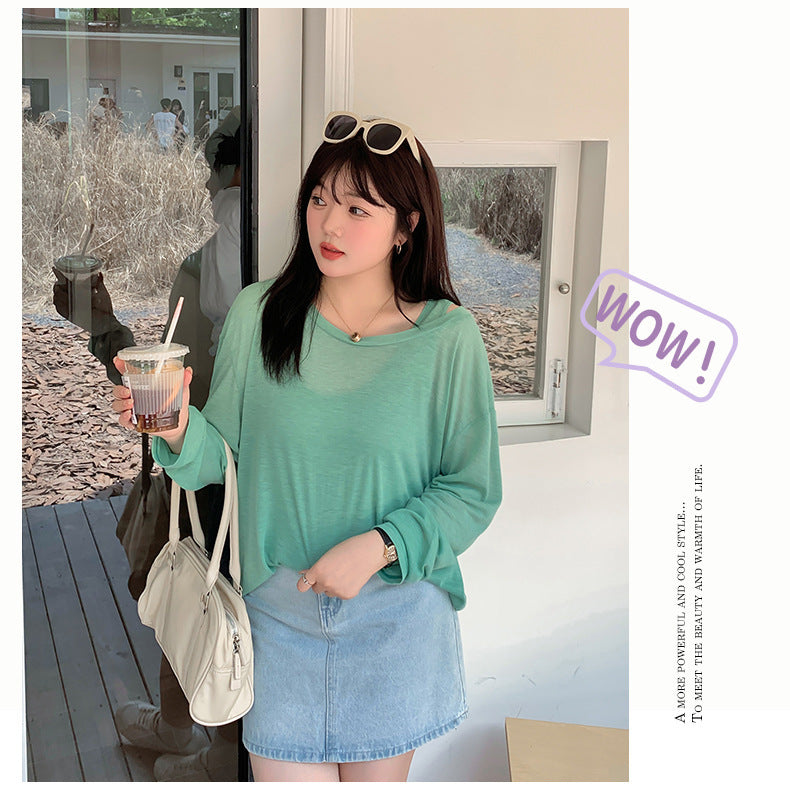 大きいサイズ レディース ノースリーブ+ロングスリーブTシャツセット LL 3L 4L 5L