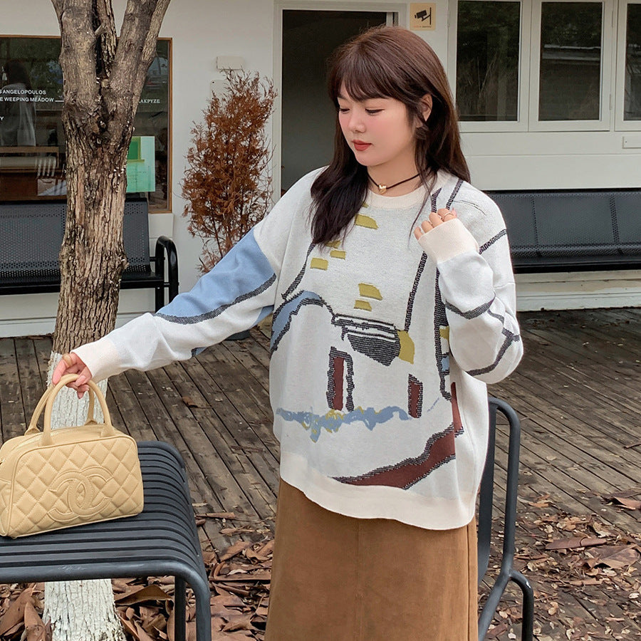 大きいサイズ レディース アーティストカジュアルルーズセーター LL 3L 4L