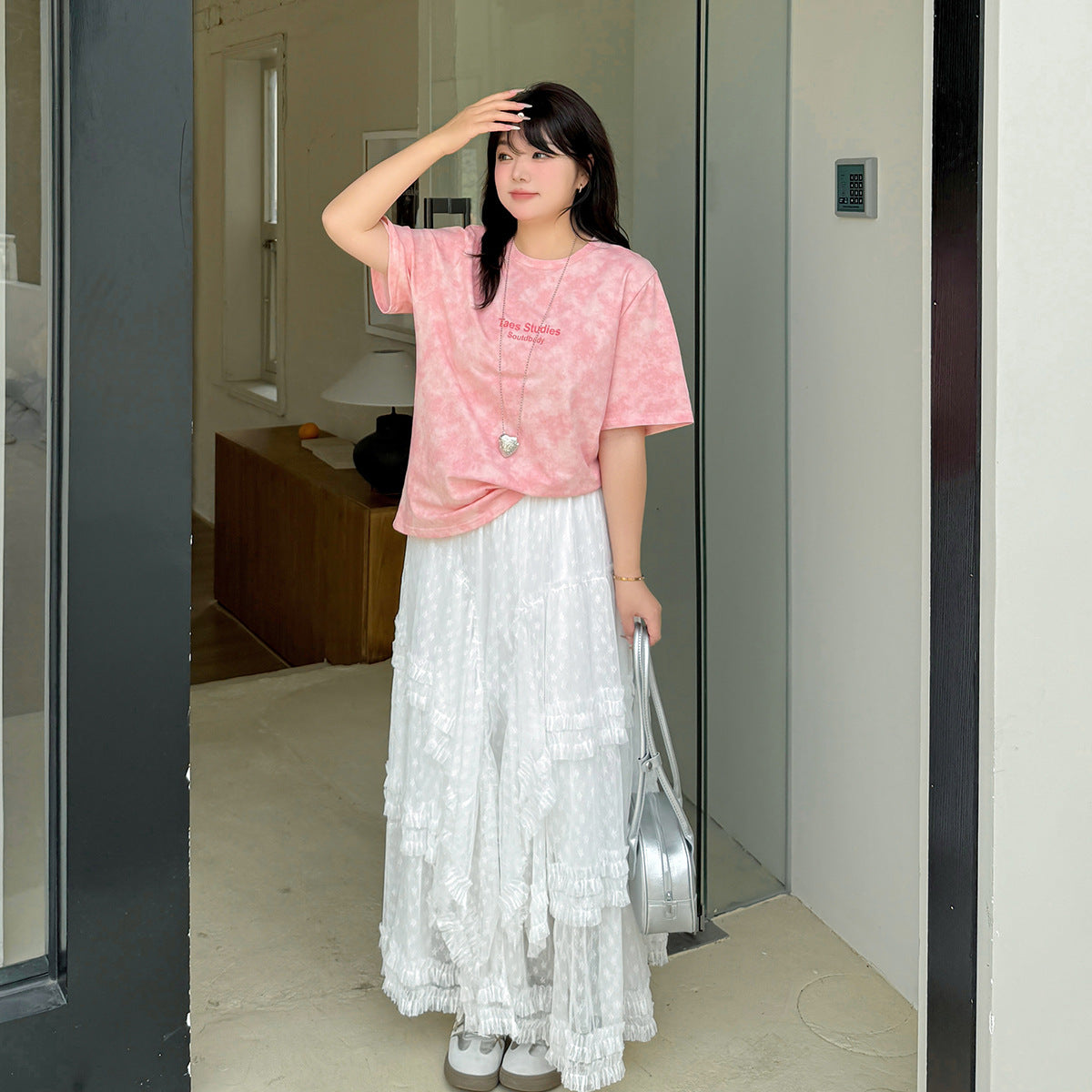 大きいサイズ レディース ロゴプリント半袖カジュアルTシャツ LL 3L 4L 5L