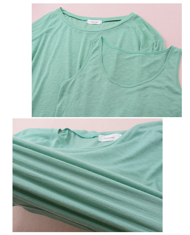 大きいサイズ レディース ノースリーブ+ロングスリーブTシャツセット LL 3L 4L 5L