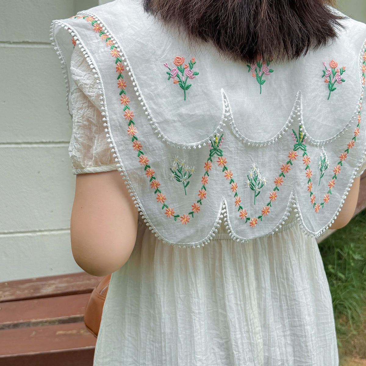 大きいサイズ レディース リボン花柄刺繍ショールフェアリーワンピース LL 3L 4L 5L
