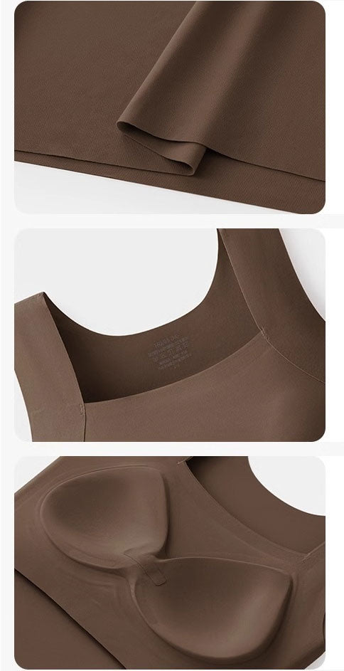 大きいサイズ レディース カップ付きワイドショルダーシームレスタンクトップ M L LL