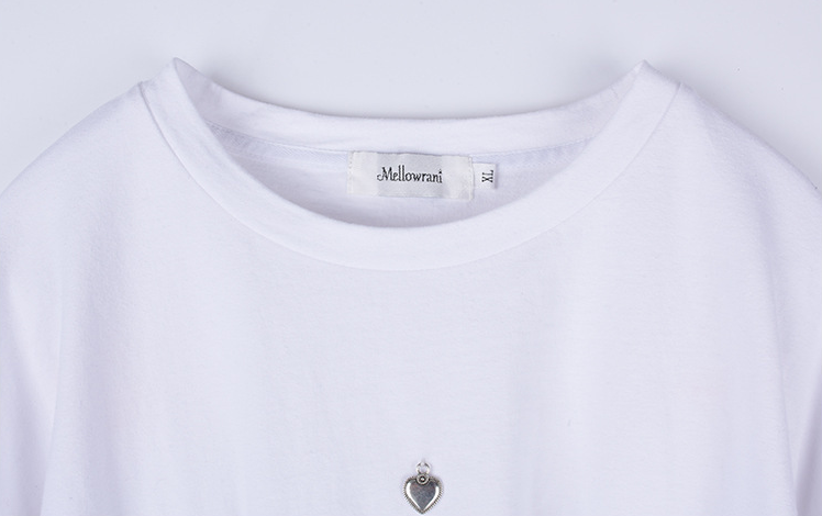 大きいサイズ レディース ハートチャームラウンドネックプリント長袖スウェットTシャツ LL 3L 4L 5L