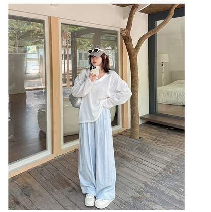 大きいサイズ レディース アイスクリームカラーワイドレッグカジュアルパンツ LL 3L 4L 5L