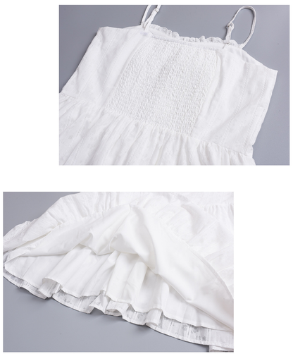 大きいサイズ レディース ストライプ柄ジャカードコットンフリルワンピース（ミニ / ロング） LL 3L 4L 5L