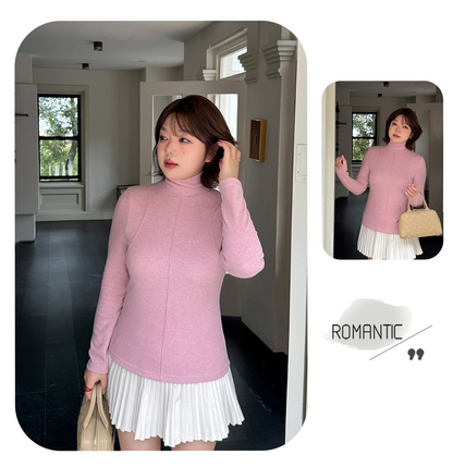 大きいサイズ レディース フロントラインタートルネック起毛ニットインナー LL 3L 4L 5L