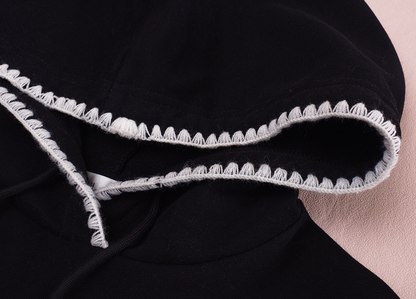 大きいサイズ レディース フード付きコントラストステッチスウェットシャツパーカー LL 3L 4L 5L