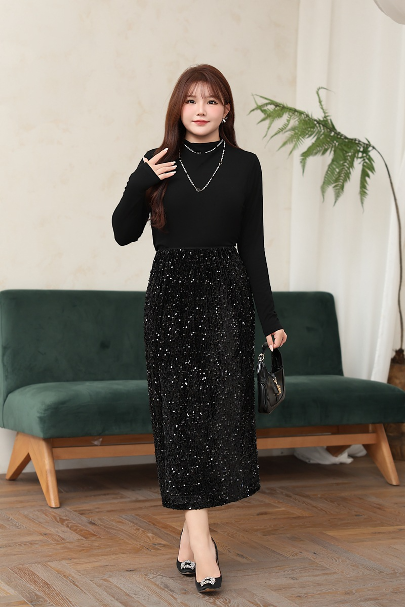 大きいサイズ レディース ハイネック長袖スタイリッシュインナーシャツ LL 3L 4L 5L