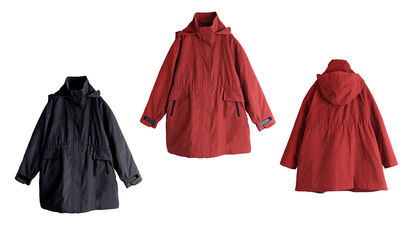 大きいサイズ レディース フード付きウエスト絞りキルティング中綿ジャケット 3L 4L 5L