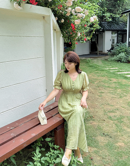 大きいサイズ レディース Vネックフリルシフォンプリーツワンピース LL 3L 4L 5L