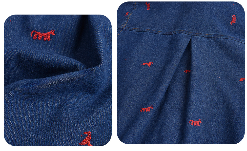 大きいサイズ レディース ポニー刺繍カジュアルウォッシュデニムシャツ 3L 4L 5L