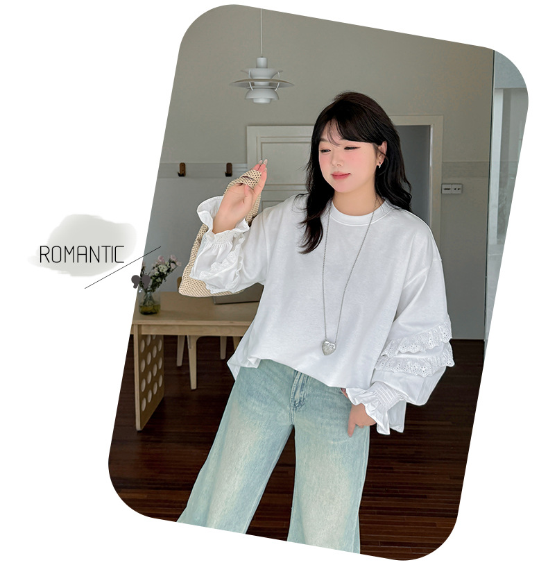 大きいサイズ レディース レースフリルカジュアルスウェットシャツ LL 3L 4L 5L