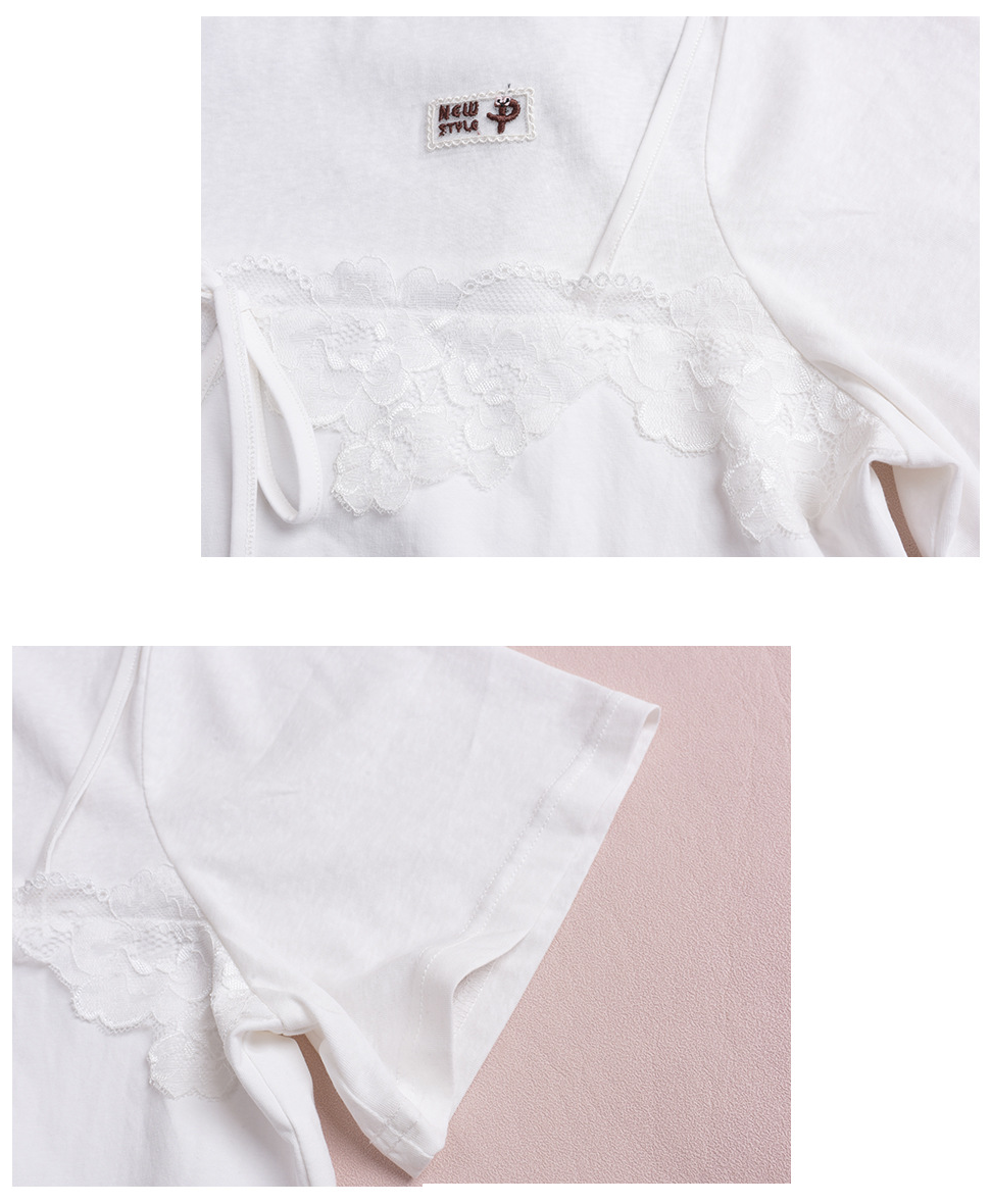 大きいサイズ レディース フェイクレイヤードレースリボンTシャツ LL 3L 4L 5L