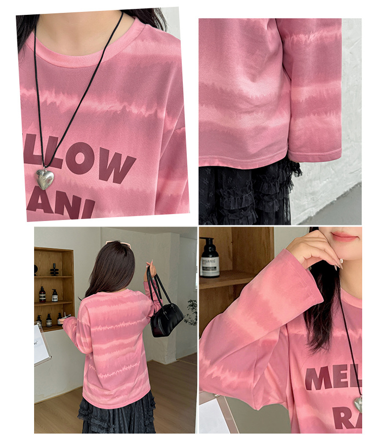 大きいサイズ レディース ワイドストライプグラデーションプリントニットロングTシャツ LL 3L 4L 5L