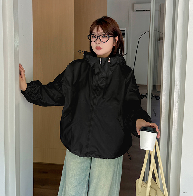 大きいサイズ レディース フード付きハイカーゴダブルジッパージャケット LL 3L 4L 5L