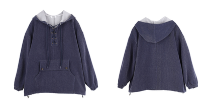 大きいサイズ レディース フード付きドローストリング厚手スウェットパーカー LL 3L 4L 5L