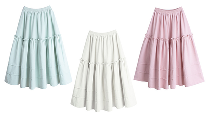 大きいサイズ レディース 花のつぼみ型ふんわりフリルロングスカート LL 3L 4L 5L