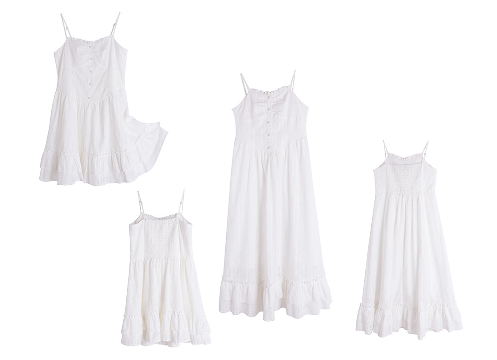 大きいサイズ レディース ストライプ柄ジャカードコットンフリルワンピース（ミニ / ロング） LL 3L 4L 5L