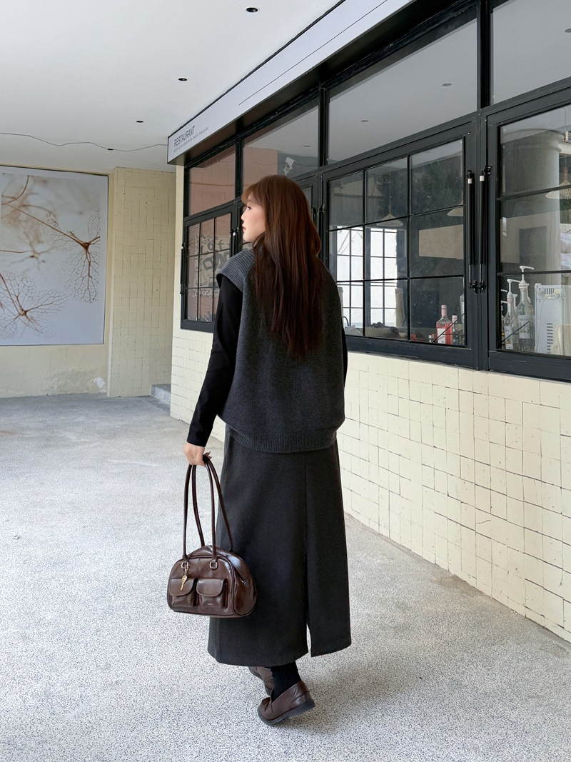 大きいサイズ レディース セットアップ（ニットベスト+ブラックシャツ+スカート別売）LL 3L 4L 5L