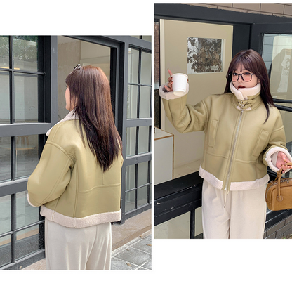 大きいサイズ レディース フリースラペルクラシックPUレザーライダースジャケット LL 3L 4L 5L